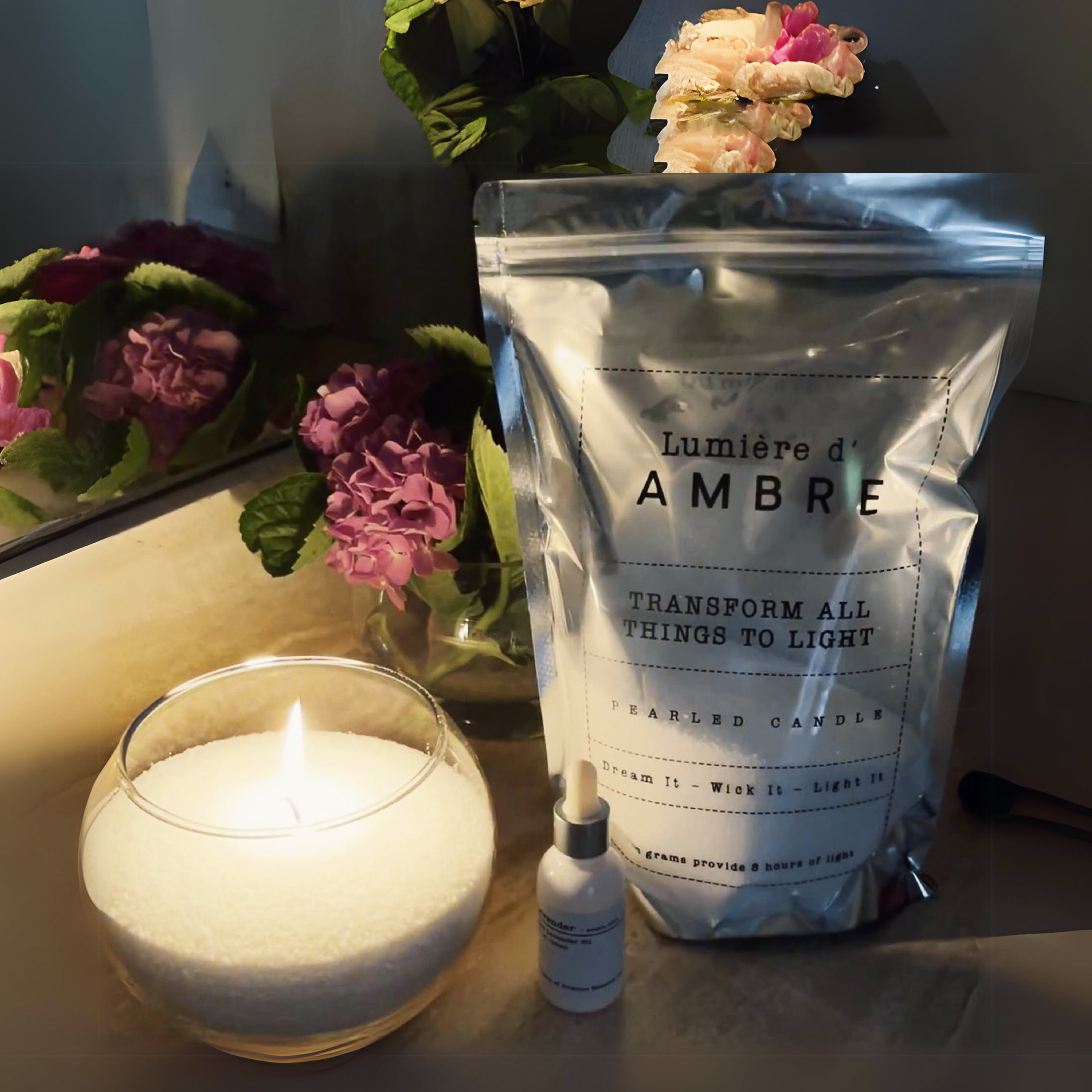 Ambre Pearled Candles 1Kg + 25 Wicks