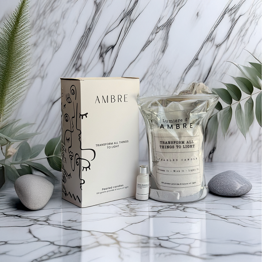 Ambre Pearled Candles 1Kg + 25 Wicks